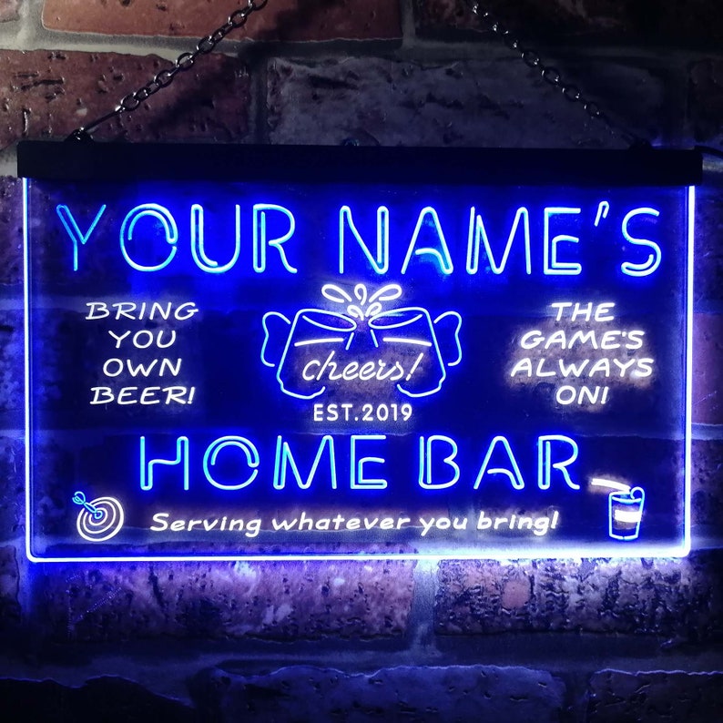 Personalized Your Name Est Year Theme Home Bar Cheers Game Etsy