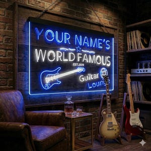Personalized Your Name Est Year Theme Guitar Room Music Room Dual Color LED Neon Sign st6-pf1-tm