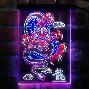 Chinese Dragon in the Cloud Word Tri-color Led Neon Sign st9-i3225