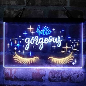 Hello Gorgeous Eyelash Room Tri-color Led Neon Sign st9-i3178