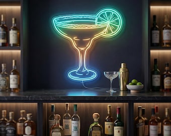 Letrero de neón LED de cóctel Margarita multicolor para decoración de pared de bar, luz vibrante de lima y sal para pub en casa fnd-i0143