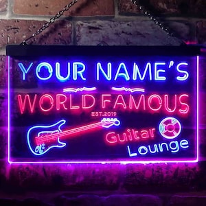 Red and Blue ADVPRO Guitar Lounge Dual Color LED Neon Sign