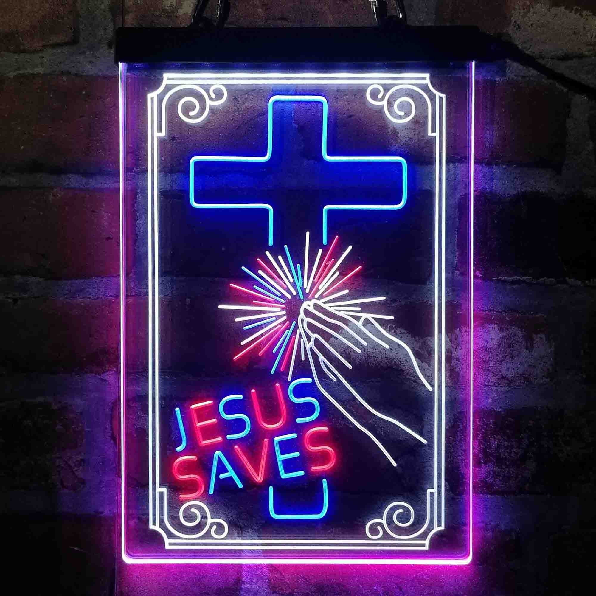 Jesus Saves Cross Pray Hand Tri-color Led Neon Sign St9-i3140 - Etsy