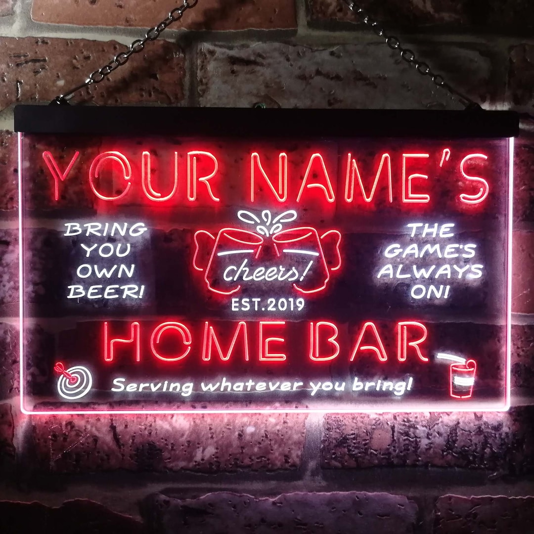 Personalized Your Name Est Year Theme Garage Man Cave Deco Dual Color Led Neon Sign