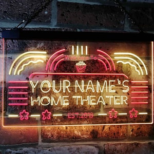 Personalized Your Name Custom Home Theater Cinema Established Year Dual Color LED Neon Sign st6-ph1-tm