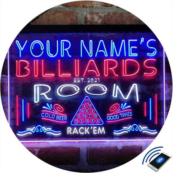 Personalizzato Biliardo Sala Garage Home Bar Tri-Color LED Neon Light Sign, un unico 3D inciso Arte Decor Personalizza il nome Uomo Cave st9-pj1-tm