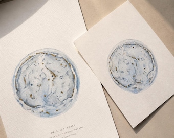 Custom Embryo Watercolour Painting | Blue Gold Foil IVF Keepsake