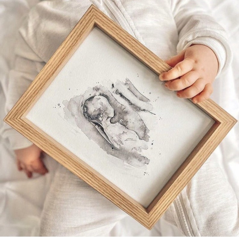 Baby Ultrasound Art, Nursery Decor, Personalised Art, Ultrasound scan, Sonogram Art, Baby Shower Gift, New baby, Welcome Baby, Gift for mums imagem 3