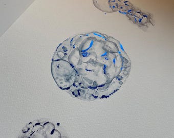 Double Watercolour Embryo Art: Hand-Painted IVF Nursery Decor