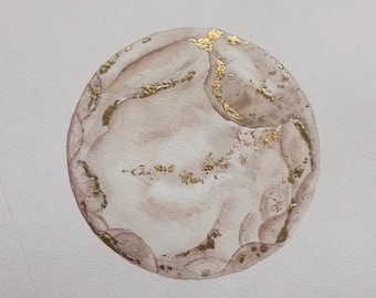 Gold Leaf Embryo Watercolour Painting: IVF Nursery Art