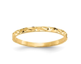 10K Yellow Gold Baby Ring Diamond-Cut Design Band  / Band Size 1-5 Baby to Children Size 1mm Band Gift Box Include Lead & Nickel Free