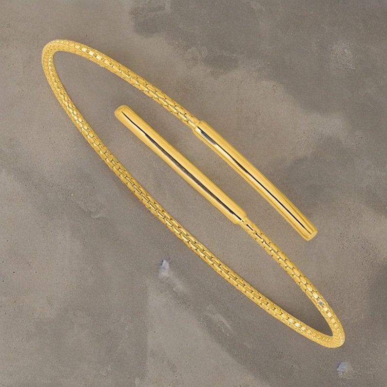 Yellow Gold Cuff Bangle Gift Box Included Ships Next Day 4 Grams Minimalist Design Bangle image 1