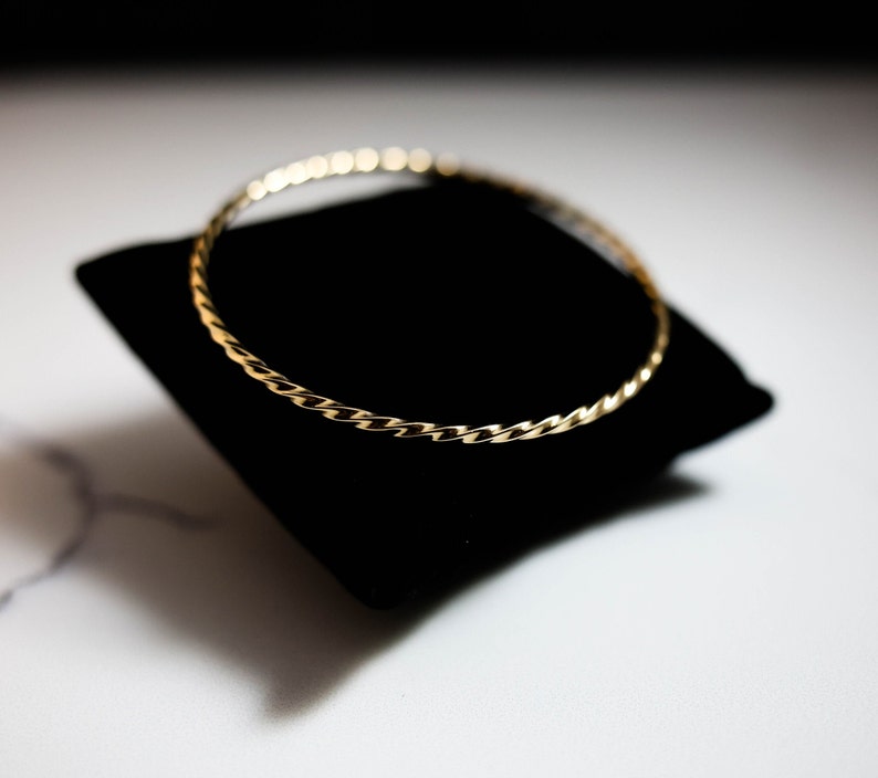 Elegant 10k 2.50mm Twisted Slip-on Bangle Stylish Gold Jewelry Gift Box Included Real Gold Not Plated or Filled image 6