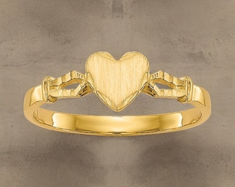 Genuine 14k Yellow Gold Heart Ring Baby Child  Size 1 -5 Baby to  Toddler Size Children's Ring Band with Heart - Gift Box Included