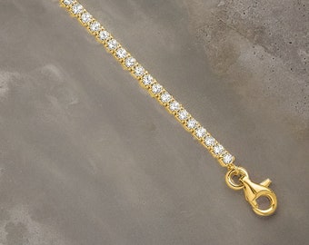 Gold Tennis Anklet with Lab Diamonds Ankle Bracelet 9 inches  with 1 inch extension Gift Box Included Gold Ankle Bracelet