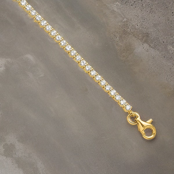 Gold Tennis Anklet with Lab Diamonds Ankle Bracelet 9 inches  with 1 inch extension Gift Box Included Gold Ankle Bracelet