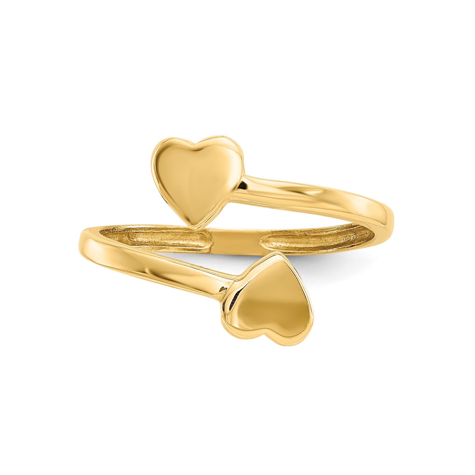 14k Yellow Gold Double Hearts Solid Toe Ring Gold Toe Ring Etsy
