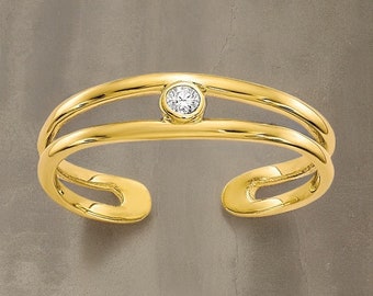 10k Yellow Gold & CZ Solid Toe Ring - Gift Box Included - Made in USA