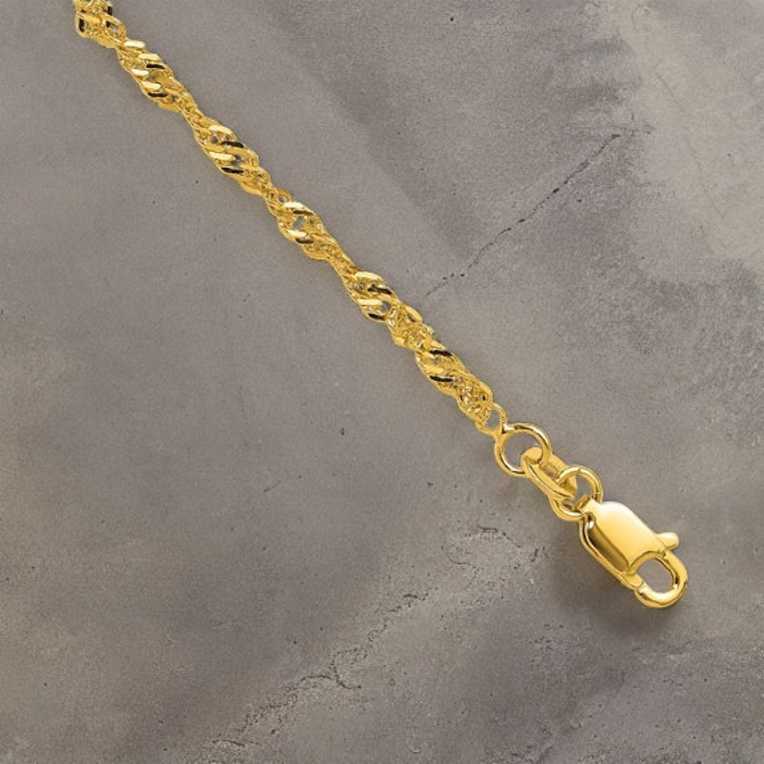 Gold Singapore Anklet Rope Ankle Bracelet 9 Inches With 1 Inch