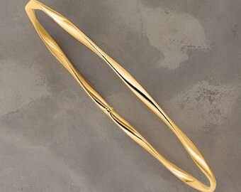 10k Yellow Gold 3mm Polished Slip-on Bangle Bracelet 7 inches Gift Box Included Italian Yellow Gold / Ships Next Day