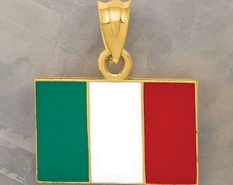 14K Yellow Gold & Enamel Italy Flag Pendant Gift Box Included Gold Bless 14k Italy Jewelry Italian Flag Pendant Charm