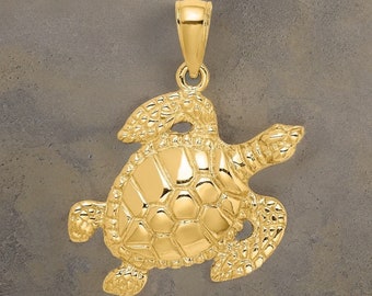 Elegant 10K Turtle Pendant - Delicate Gold Sea Turtle Charm - Gift Box Included Real Gold (Not Plated or Filled)