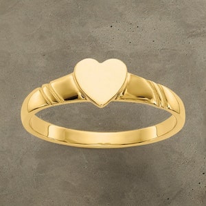 Genuine 14k Yellow Gold Heart Ring Baby to Toddler / Band Size 1- 5 Baby - Toddler-Small Adult Finger Size Children's Ring Band with Heart