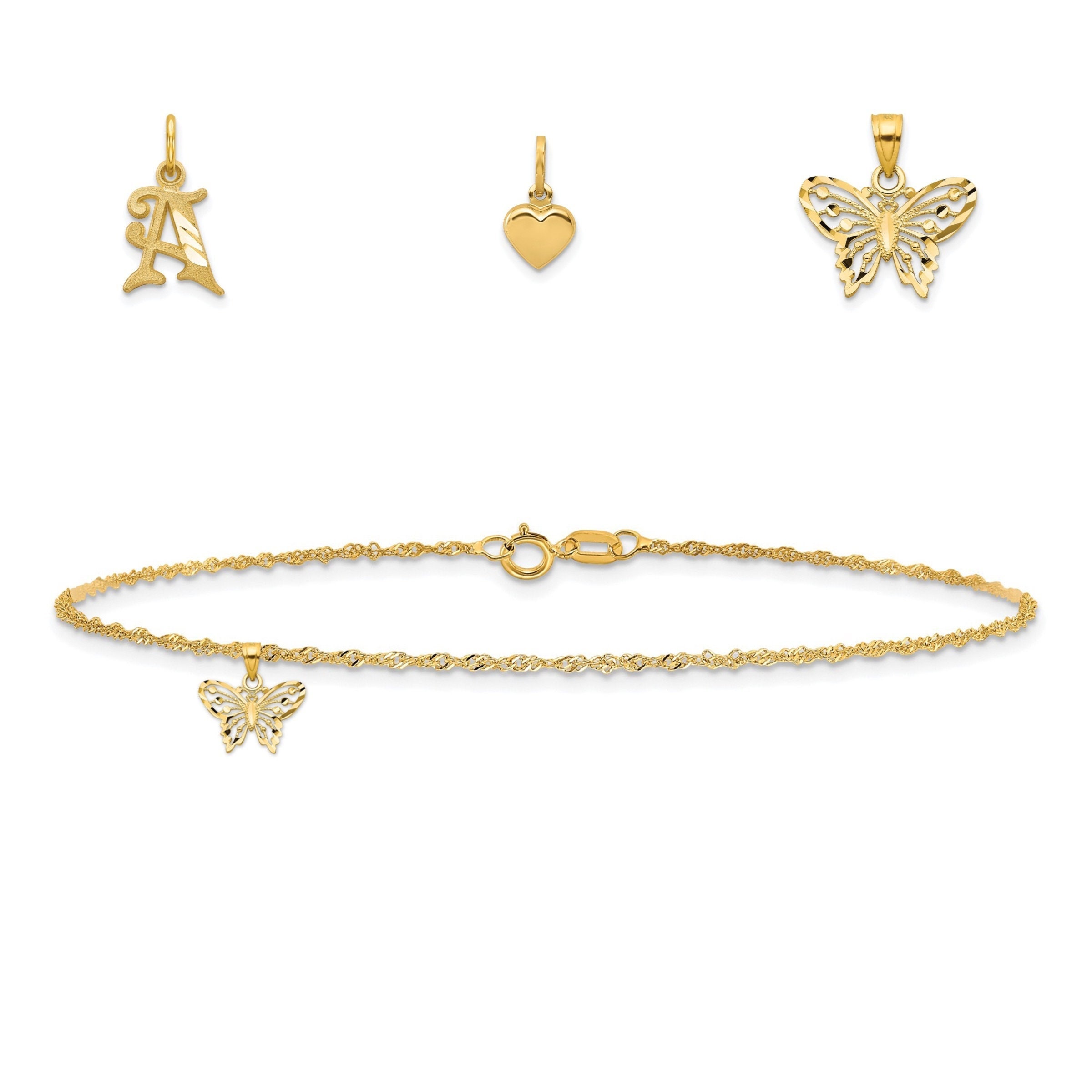 Anklets 10k Yellow Gold Anklet Etsy