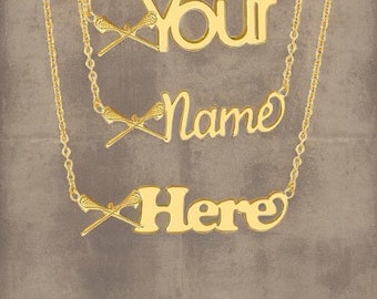 Team Discounts Available** Custom Lacrosse Name Necklace - Multiple Styles (MADE IN USA)10k Gold or Silver