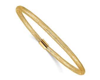10k Yellow Gold 3mm Polished Slip-on Bangle Bracelet 7.25 inches Gift Box Included Italian Yellow Gold / Ships Next Day