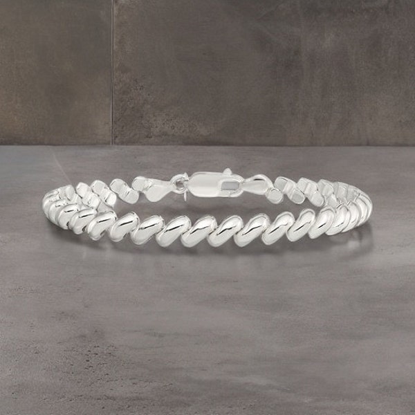Sterling Silver 7mm San Marco Bracelet - Italian Elegance in White - Gift Box Included