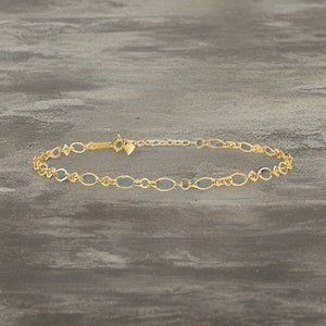 14k Yellow Fancy Link Anklet 9in Plus 1 inch extension - Gift Box Included 14k Ankle Bracelet