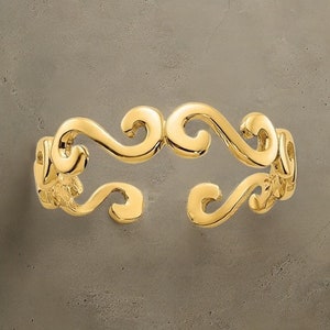 14k Yellow Gold Swirl Solid Toe Ring 4mm Band Polished Finish - Gift Box Included - Made in USA