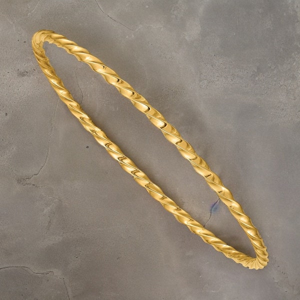 Elegant 10k 2.50mm Twisted Slip-on Bangle - Stylish Gold Jewelry - Gift Box Included Real Gold (Not Plated or Filled)