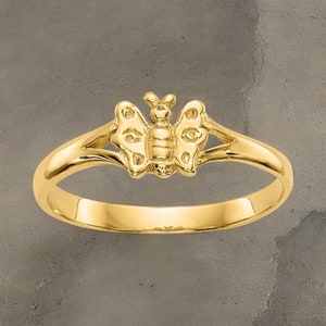 14k Yellow Gold Butterfly Ring Baby to Toddler / Band Size 1- 4 (1-5 year olds) Toddler Size Children's Ring Band