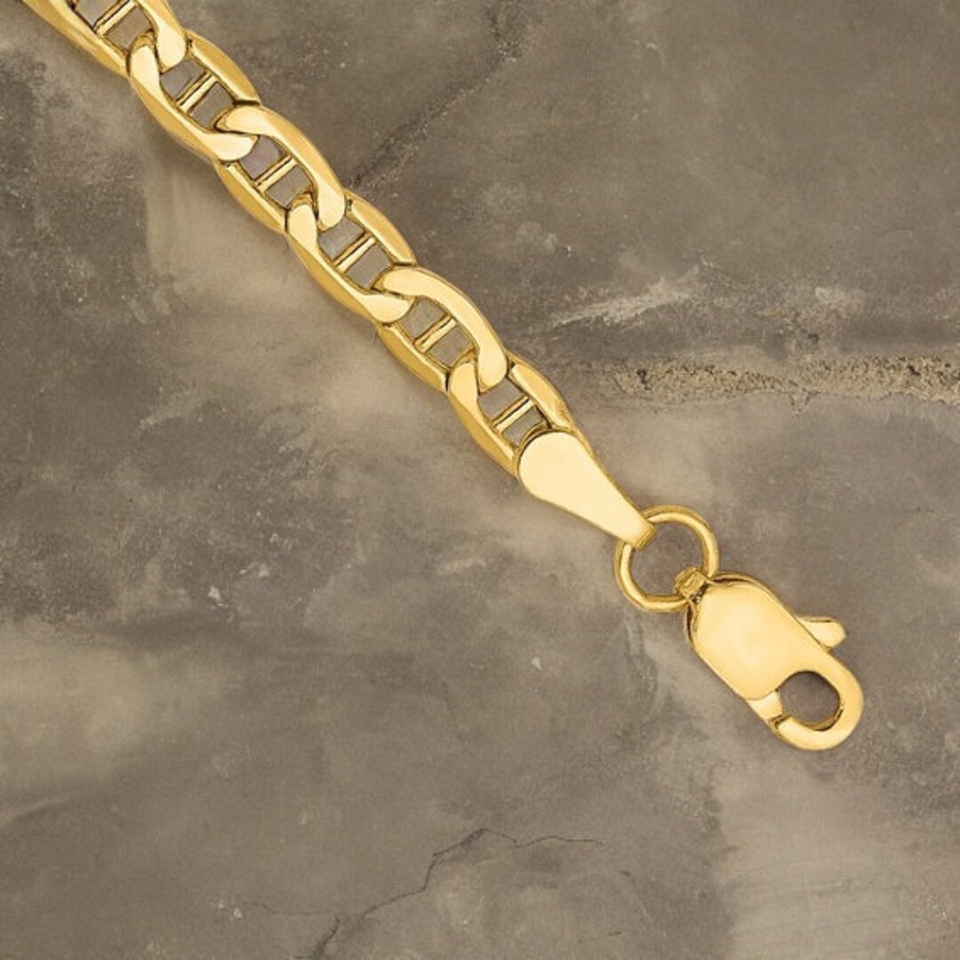 14k Yellow Gold Anchor Chain Anklet 3.2mm Gold Ankle Bracelet 9inches