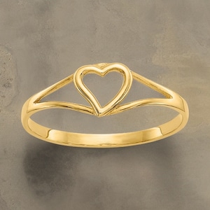 14k Yellow Gold Open Heart Baby/Child Ring Size 2 Toddler Size  Ages 1 - 4  Gift Box Included
