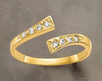 10k Yellow Gold & CZ Solid Toe Ring 5mm Band- Gift Box Included - Made in USA - Real Gold (Not Plated or Filled)
