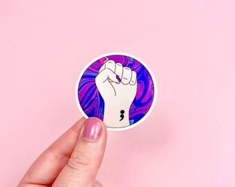Semi-Colon Sticker | Mental Health Sticker | Mental Health Awareness | Laptop Sticker | Mental Health Gift | Positive Sticker | Waterbottle