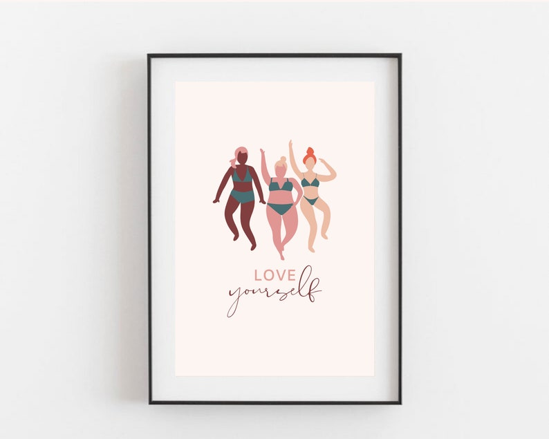 Love Your Body Positive Quote Print Positive Body Image Etsy UK