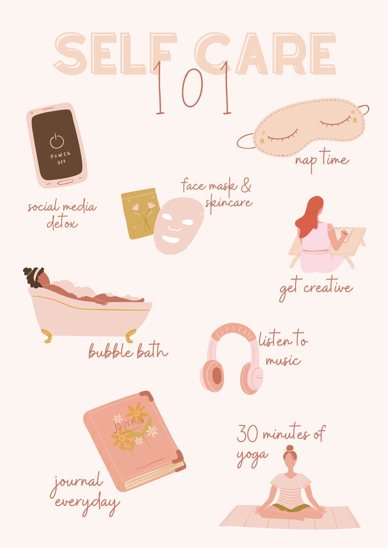 Self Care 101 Art Print Mental Health Art Self Love Art - Etsy