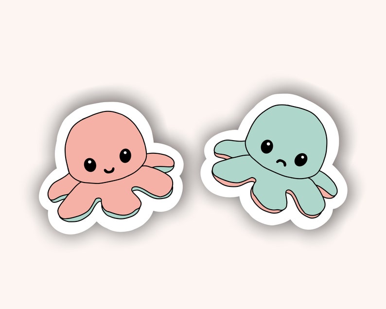 Mood Octopus Sticker Reversible Octopus Sticker Trendy | Etsy