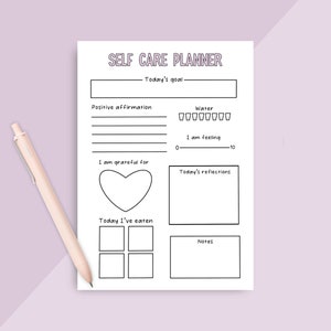 Self care planner, Self care notepad, A5 Daily planner notepad, Desk pad, Cute stationary, Self care gifts, Wellbeing, Mental Health