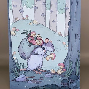 Mushroom rat art print-whimsical children’s illustration