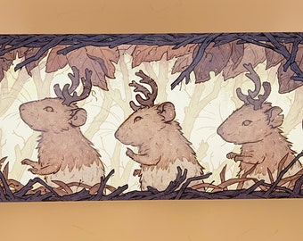 原画イラストミニ色紙：「ネズミ：廃城」 森林に生息するシカネズミ - Etsy 日本