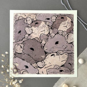 Pile of rats art print 8”x8”