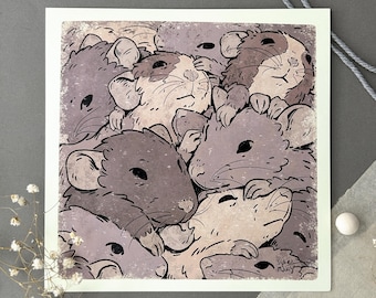 Pile of rats art print 8”x8”