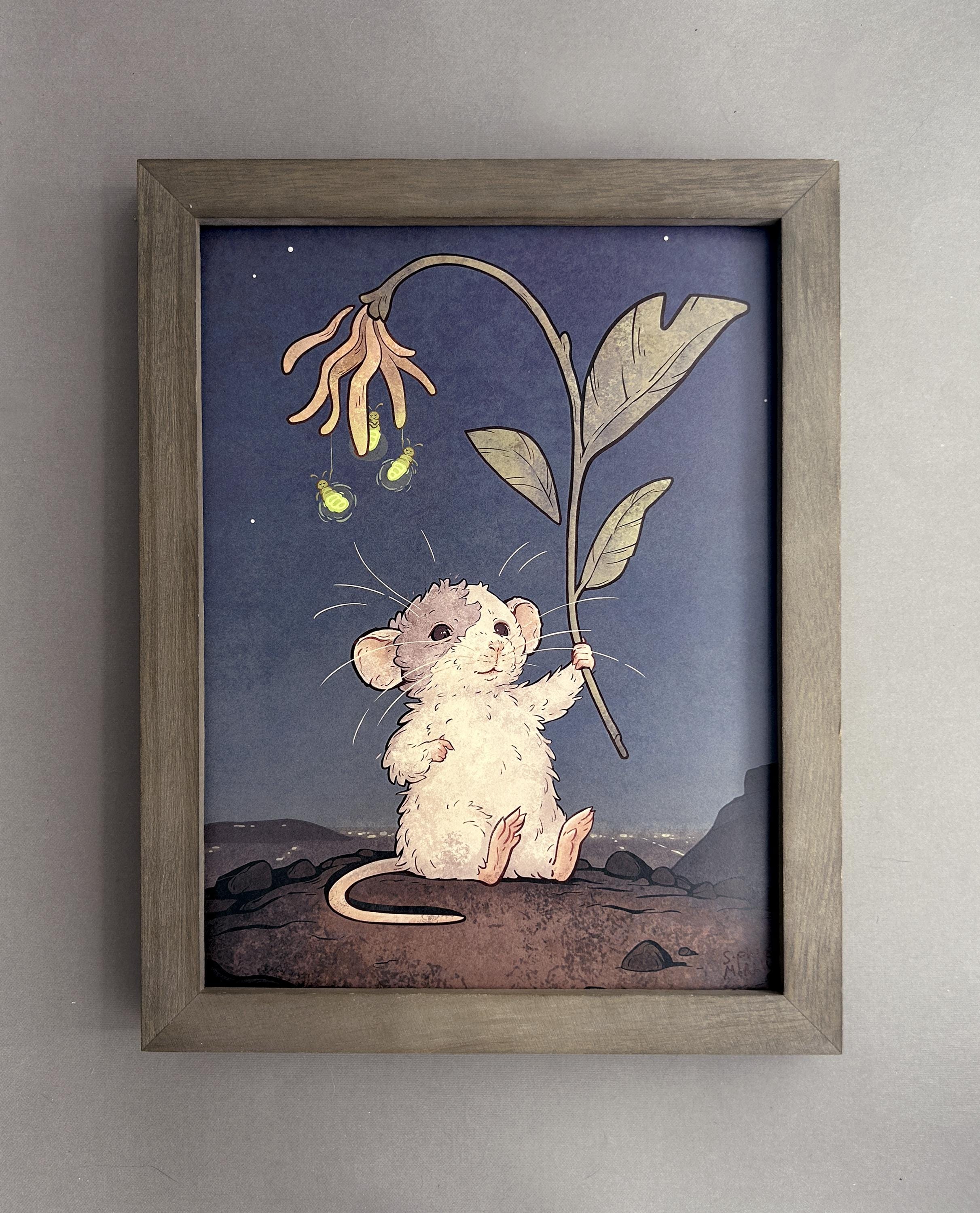 夜のネズミのアートプリント - Etsy 日本