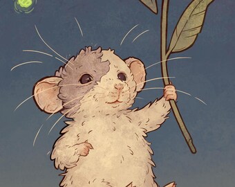 夜のネズミのアートプリント - Etsy 日本