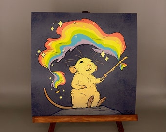 Rainbow pride rat- art print 8x8